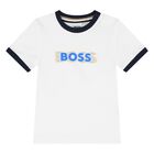 Younger Boys White Logo T-Shirt, 1, hi-res