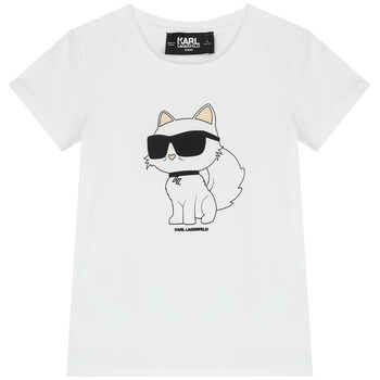 Girls White Choupette T-Shirt