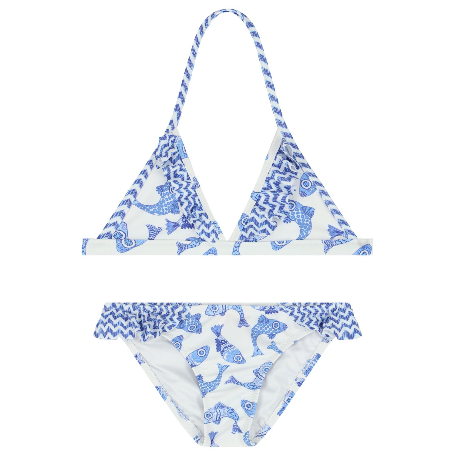 Girls White & Blue Fish Bikini, 1, hi-res image number null