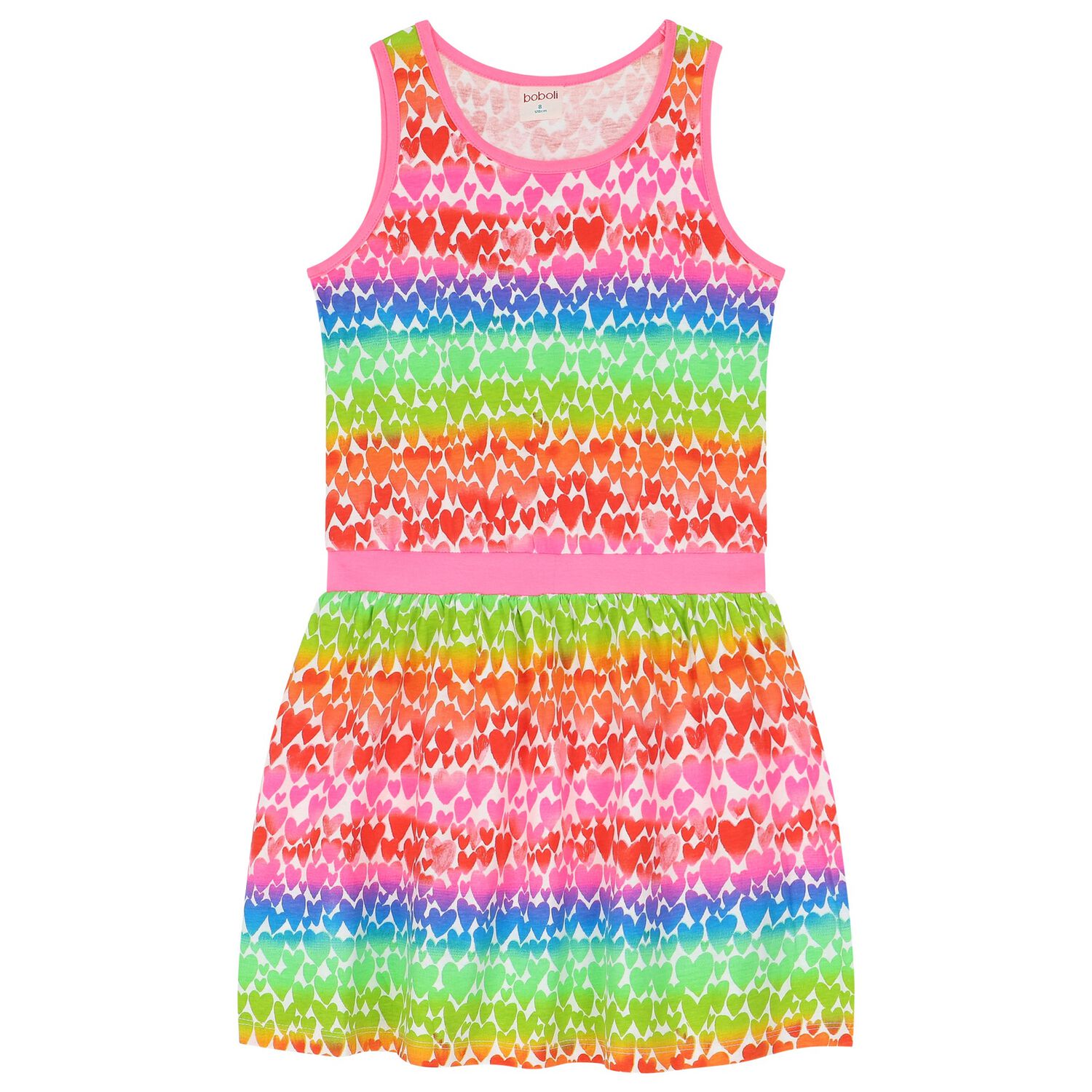 Girls Multi-Coloured Hearts Dress, 1, hi-res