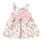 Younger Girls White Floral Satin Dress, 1, hi-res