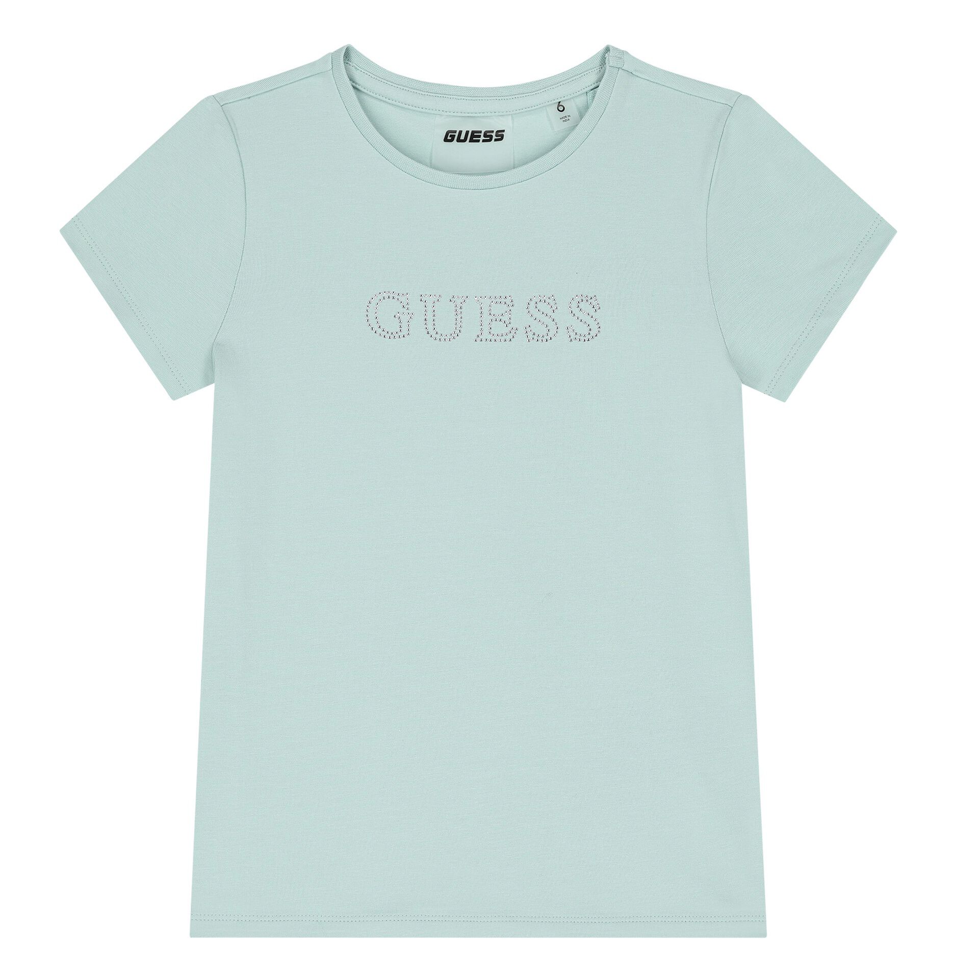 Guess Girls Green Embellished Logo T Shirt Junior Couture UAE