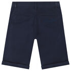 شورت تشينو أولاد بالشعار باللون الازرق, 1, hi-res