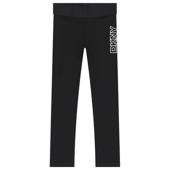 Girls Black Logo Leggings