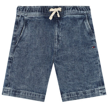 Boys Blue Logo Denim Shorts