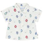 Younger Boys White & Blue Monster Shirt, 1, hi-res