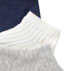 Younger Boys Grey, Navy Blue & White Socks (3 Pack), 1, hi-res