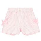 Girls Ivory & Pink Striped Shorts Set, 1, hi-res