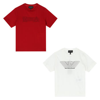 Boys White & Red Logo T-Shirt (2-Pack)