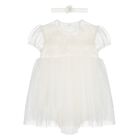 Baby Girls White Glitter Bodysuit Dress Set, 2, hi-res