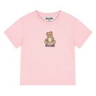 Younger Girls Pink Teddy Bear Logo T-Shirt, 4, hi-res