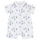 Baby Boys White Sailboat Romper, 1, hi-res
