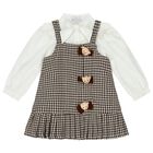 Girls Ivory & Brown Dress Set, 1, hi-res