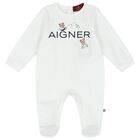 Baby Boys White Logo Babygrow, 1, hi-res