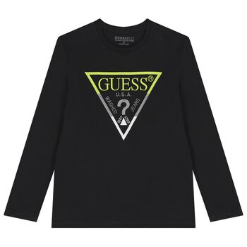 Boys Black Logo Long Sleeve Top