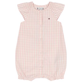 Baby Girls Pink Logo Gingham Romper