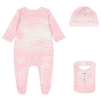 Baby Girls Pink Logo Babygrow Gift Set