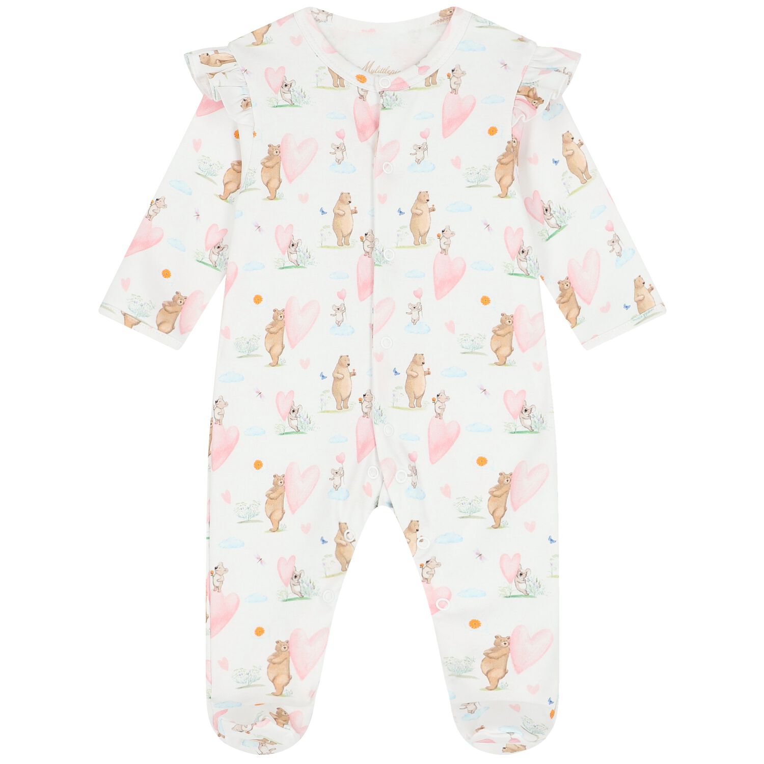 أفرول بنات بطبعة باللون الأبيض, 1, hi-res