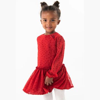 Girls Red Chiffon Dress
