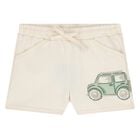 Younger Boys Ivory Vehicle Shorts, 1, hi-res