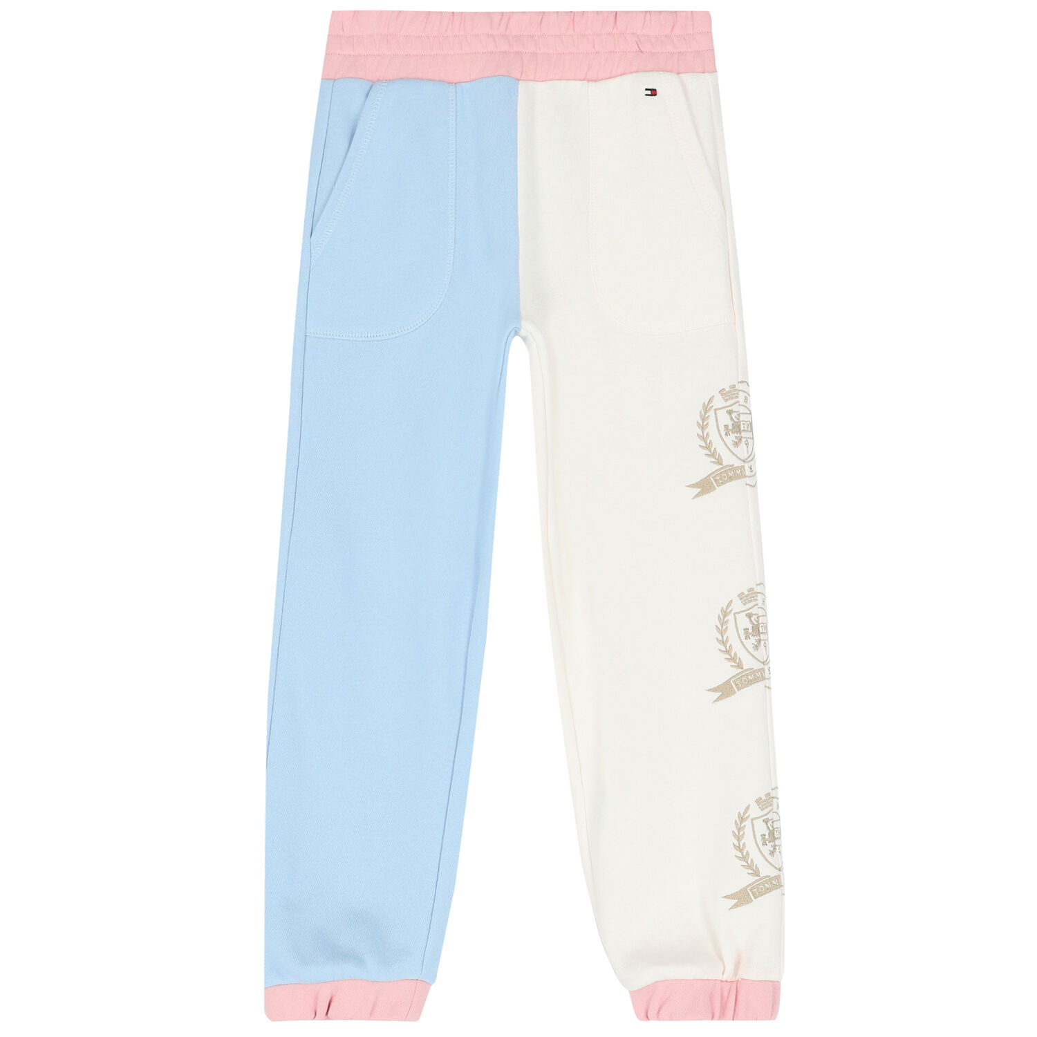 Girls Blue & Ivory Logo Joggers, 1, hi-res image number null