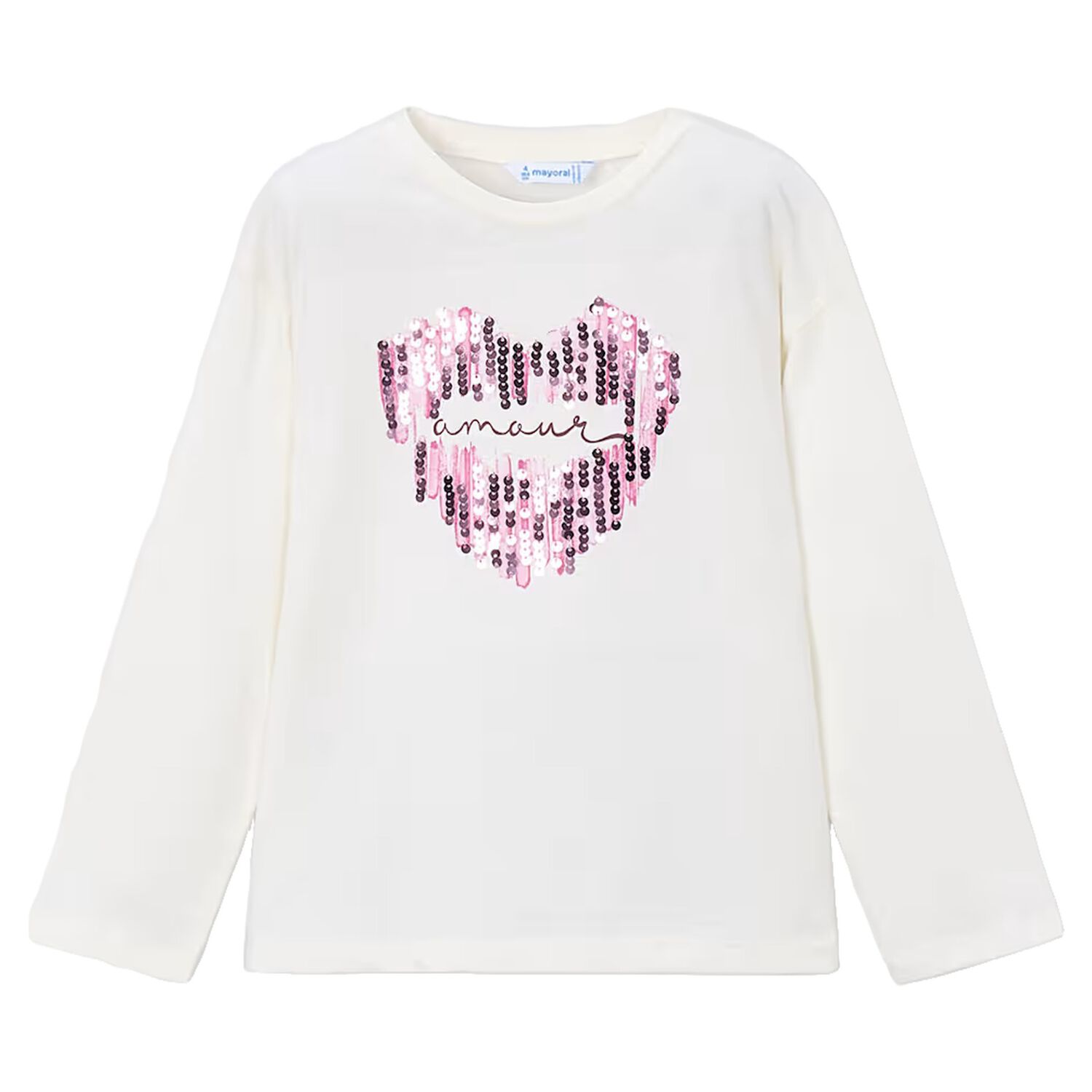 Girls Ivory Embellished Long Sleeve Top, 1, hi-res