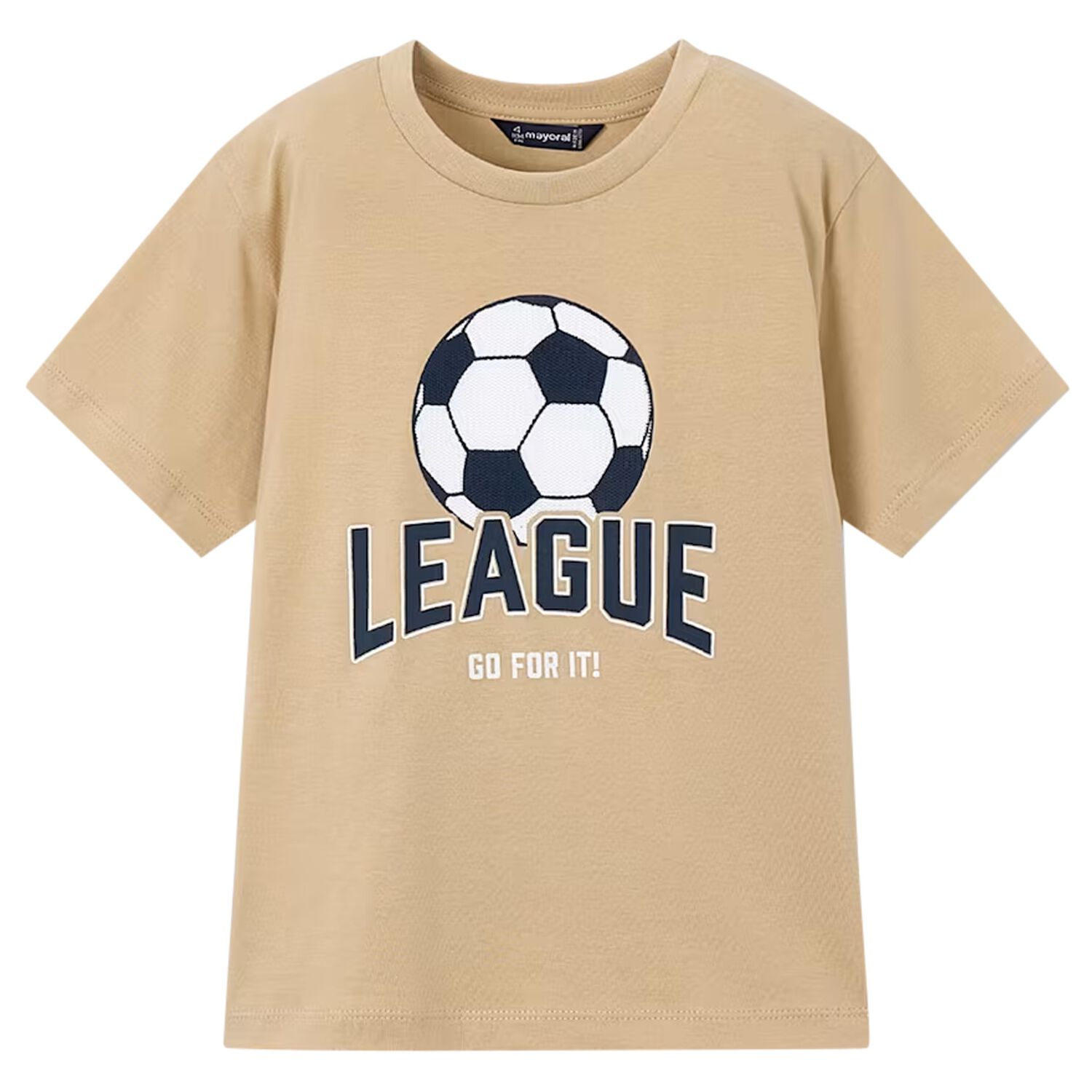 Boys Beige Football T-Shirt, 3, hi-res
