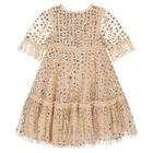 Girls Gold Sequin & Tulle Dress, 1, hi-res
