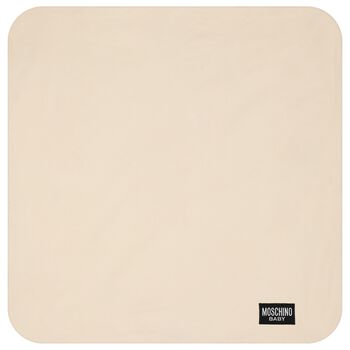 Beige Teddy Bear Logo Baby Blanket