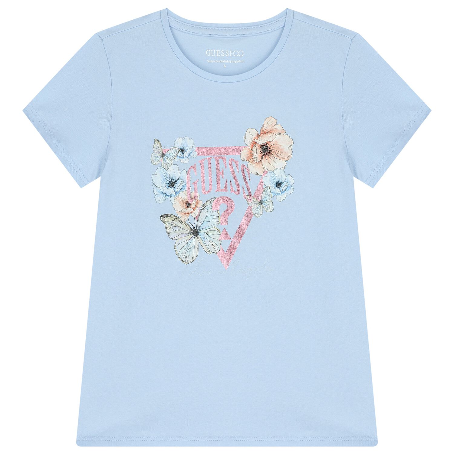Girls Blue Logo Floral T-Shirt, 1, hi-res