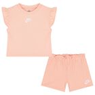 Girls Pink Logo Shorts Set, 2, hi-res