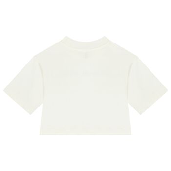 قميص بنات بشعار باللونين الأبيض والذهبي