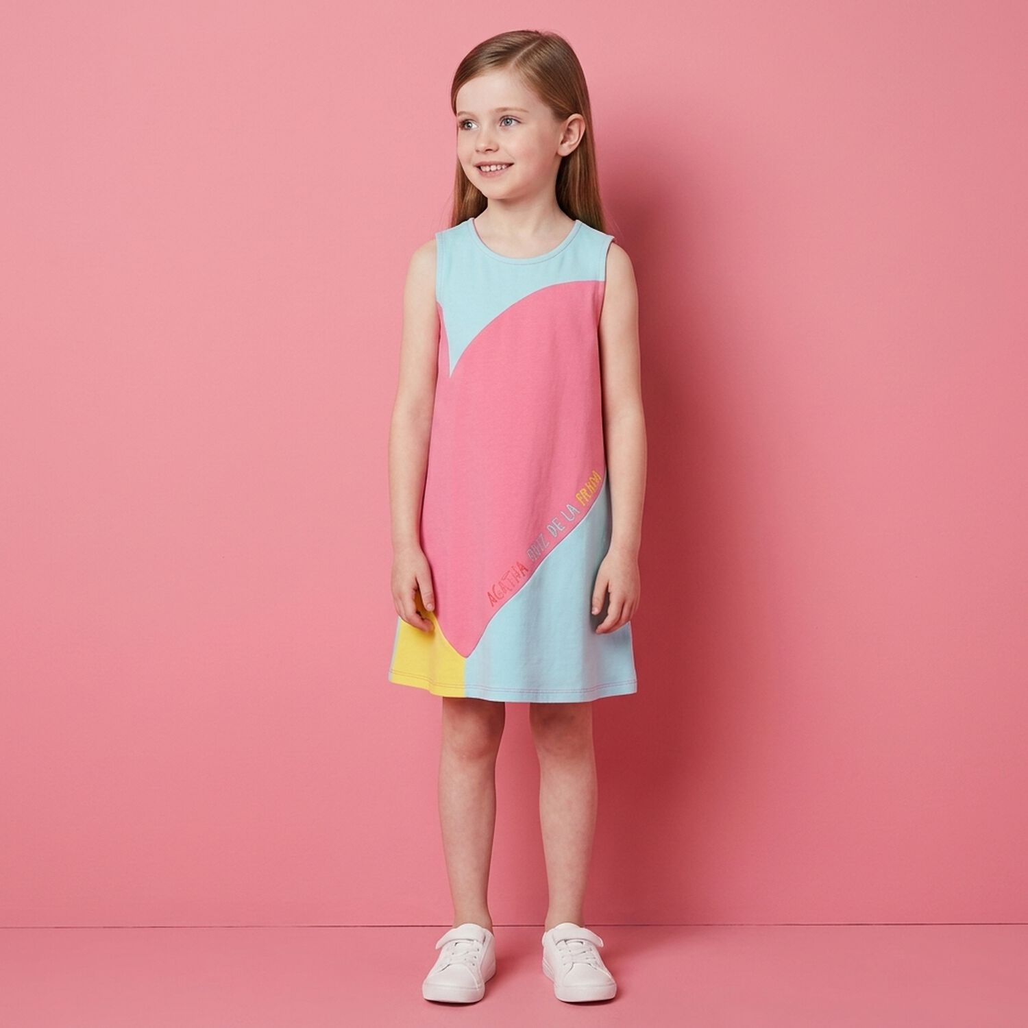 Girls Pink Heart Dress, 1, hi-res