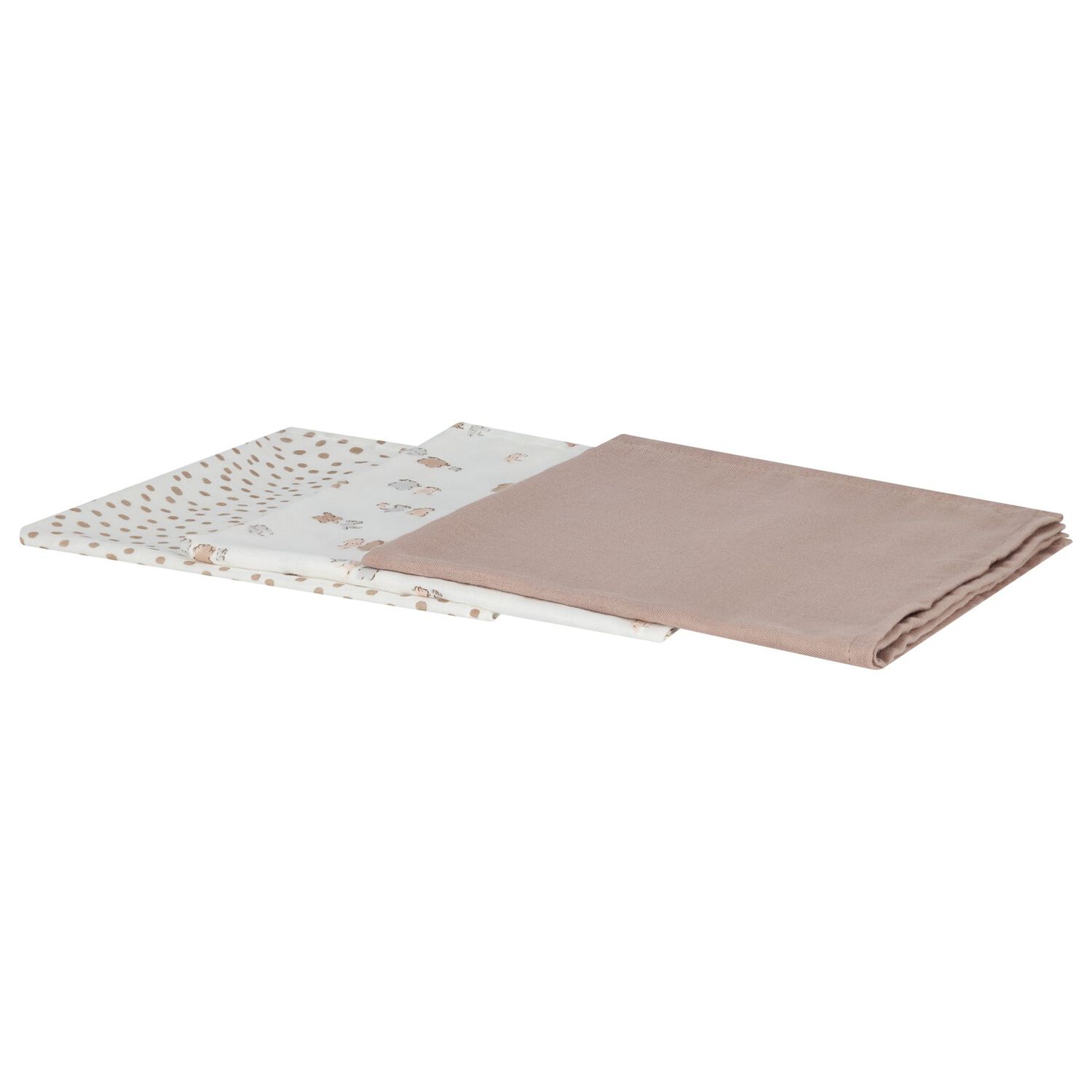 White & Beige Muslin Swaddles (3-Pack), 1, hi-res image number null