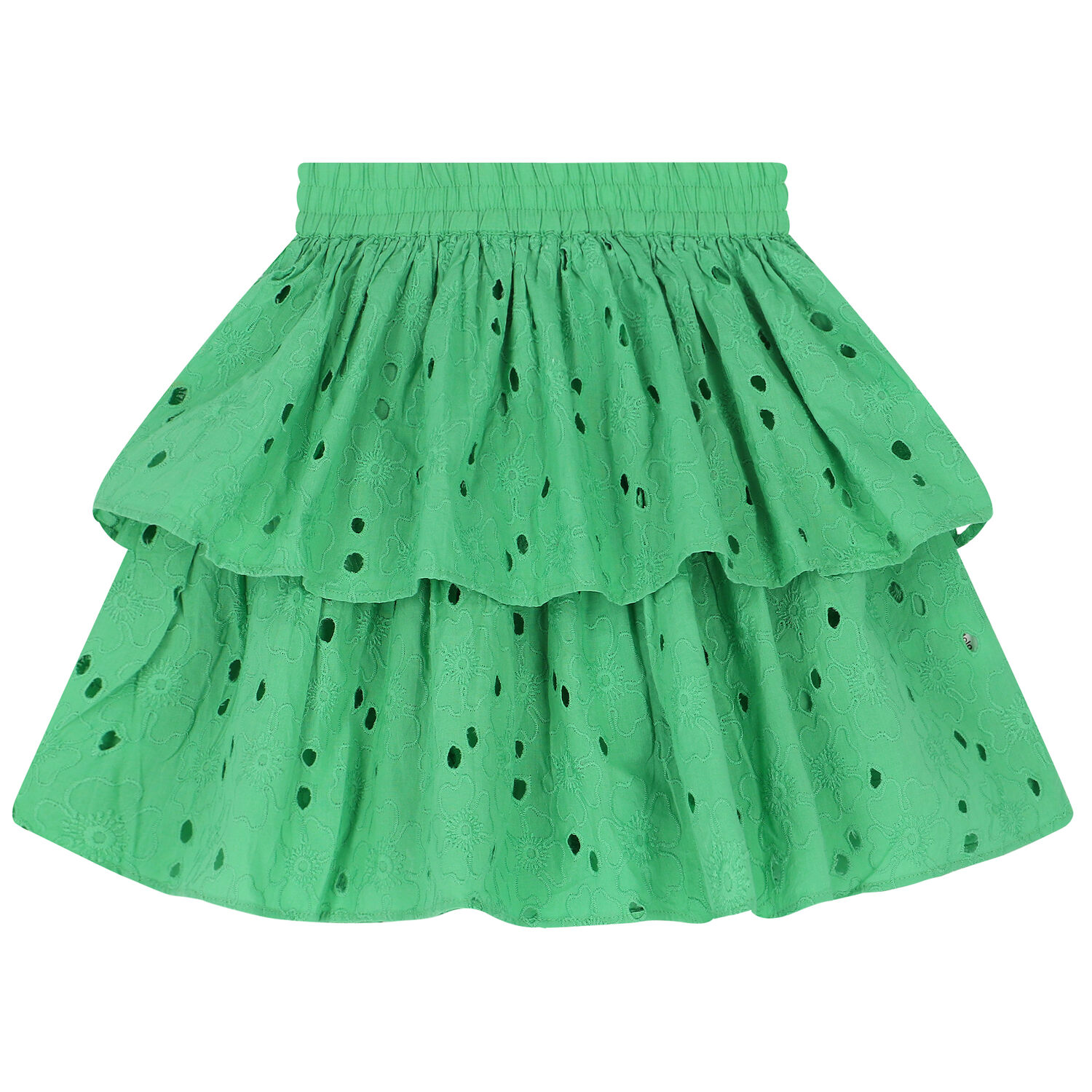Girls Green Broderie Anglaise Skirt, 1, hi-res