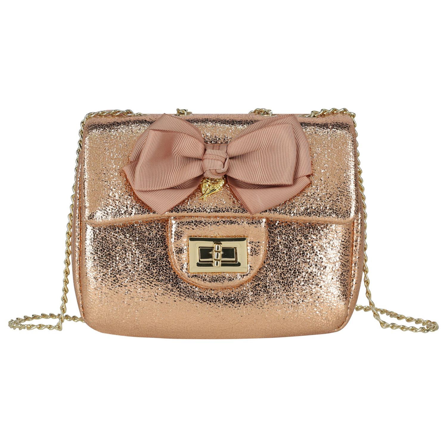 Girls Rose Gold Bow Handbag, 3, hi-res image number null