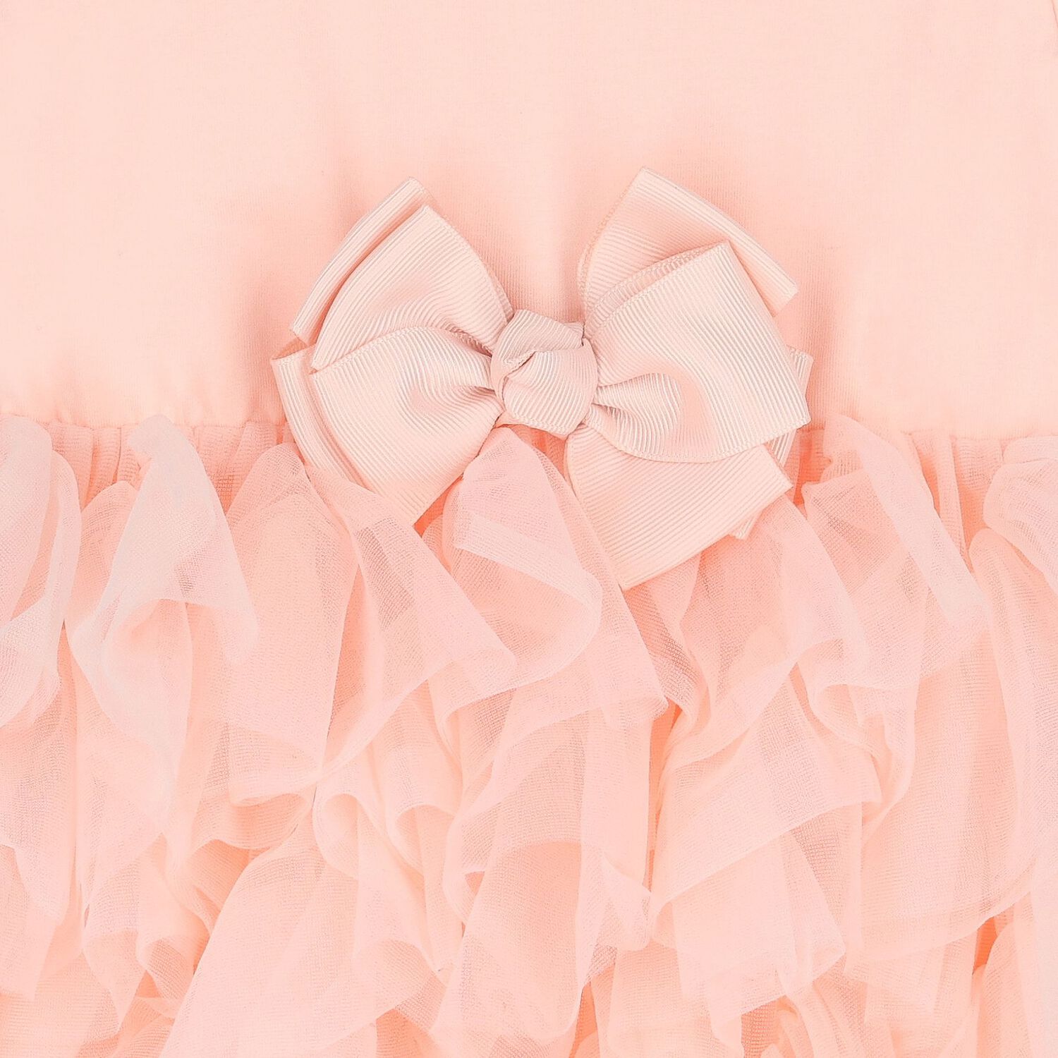 Baby Girls Pink Bow Tulle Dress, 1, hi-res