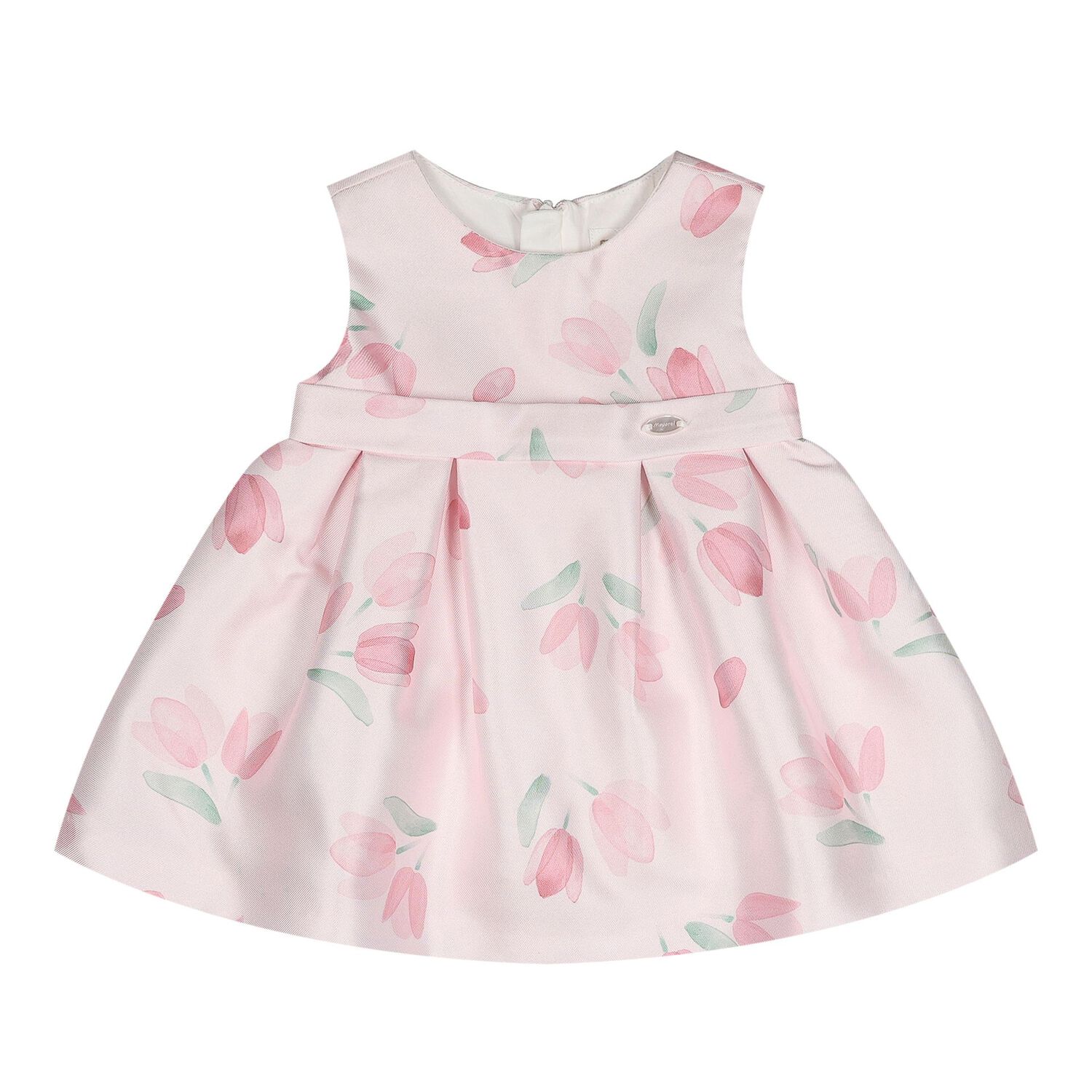 Baby Girls Pink Floral Satin Dress Set, 1, hi-res