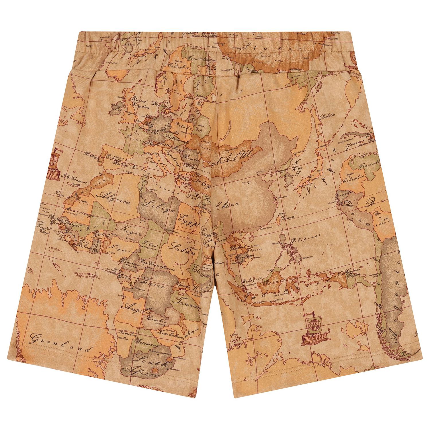 Boys Black & Beige Geo Map Shorts Set, 1, hi-res