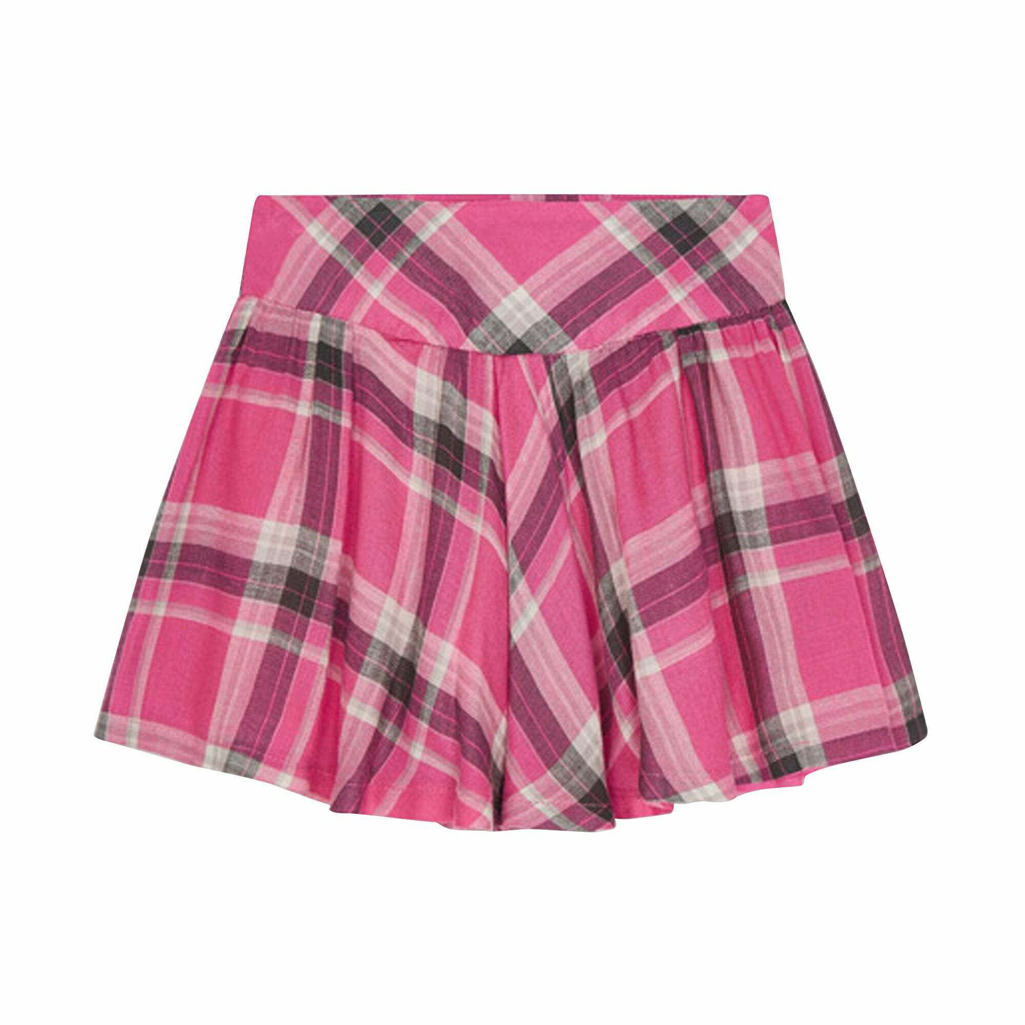 Grey and pink plaid skirt top