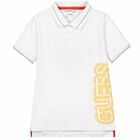 Boys White Logo Polo Shirt, 1, hi-res