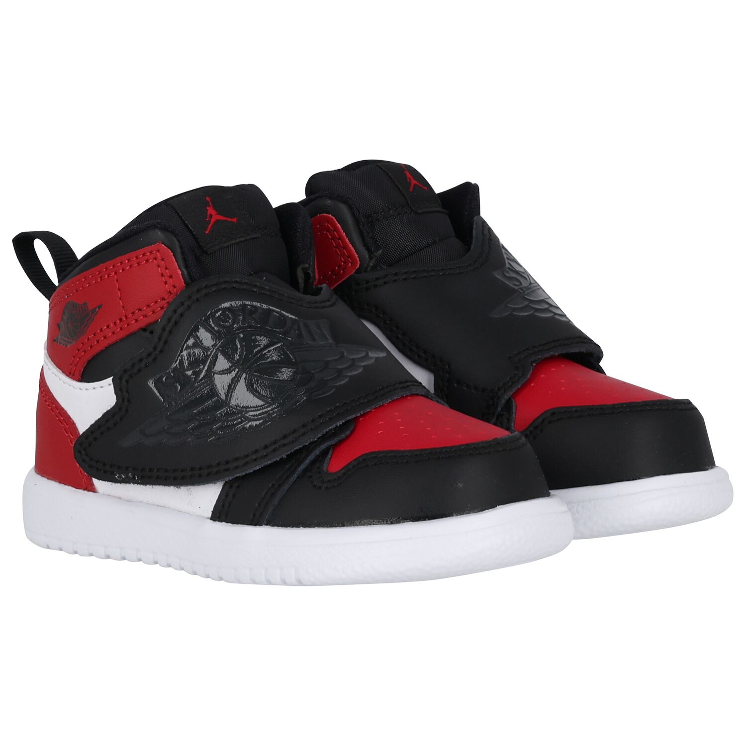 Black, Red & White Sky Jordan 1 Trainers, 2, hi-res