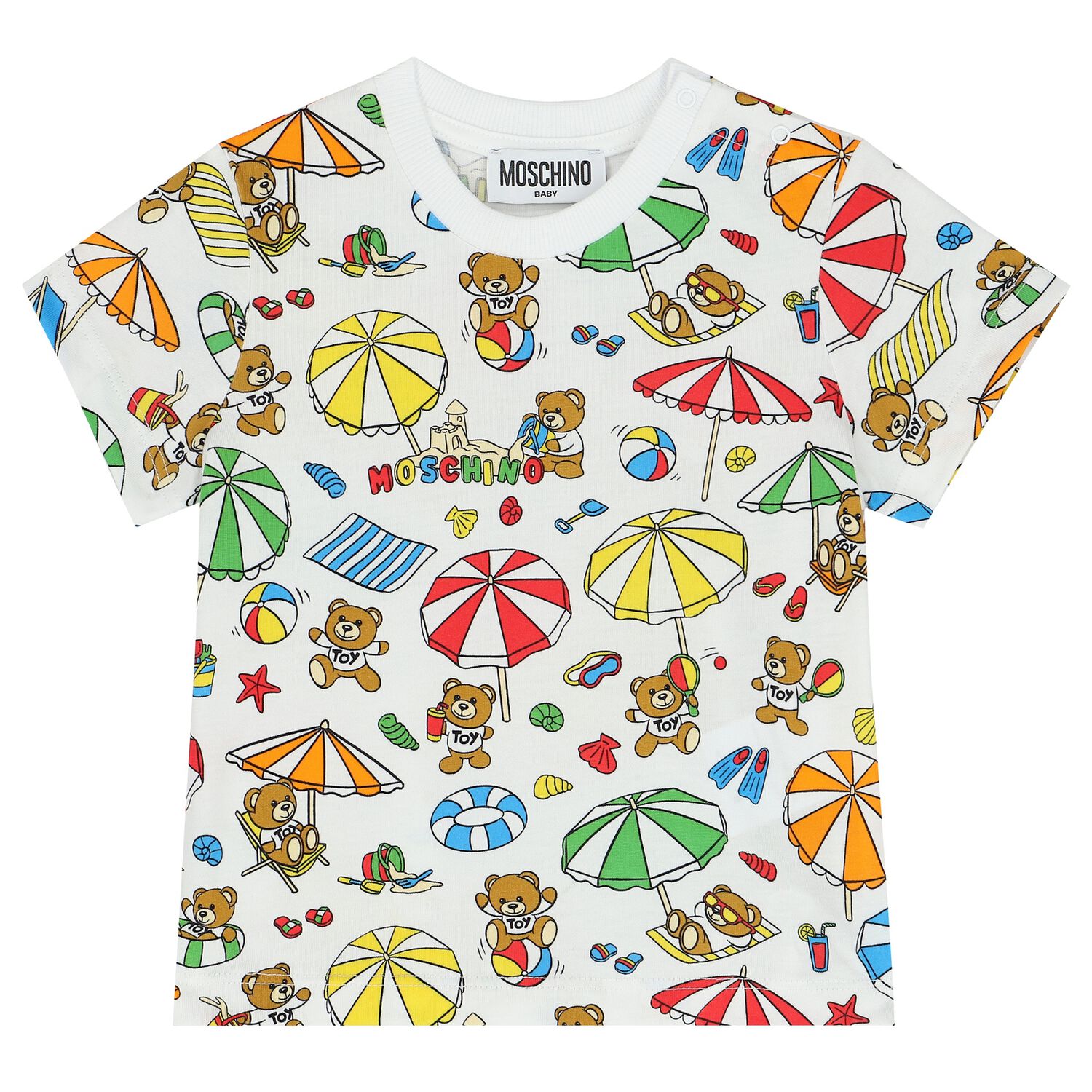 تيشيرت بشعار تيدى باللون الأبيض, 1, hi-res