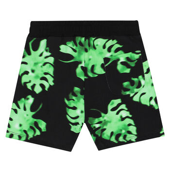 Boys Black & Green Logo Shorts