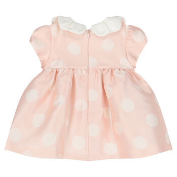 Baby Girls Pink & White Satin Dress