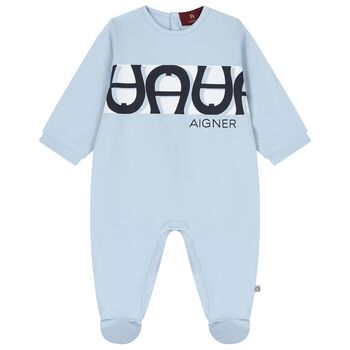 Baby Boys Blue Logo Babygrow