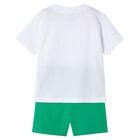 Boys White & Green Palm Tree Shorts Set, 1, hi-res