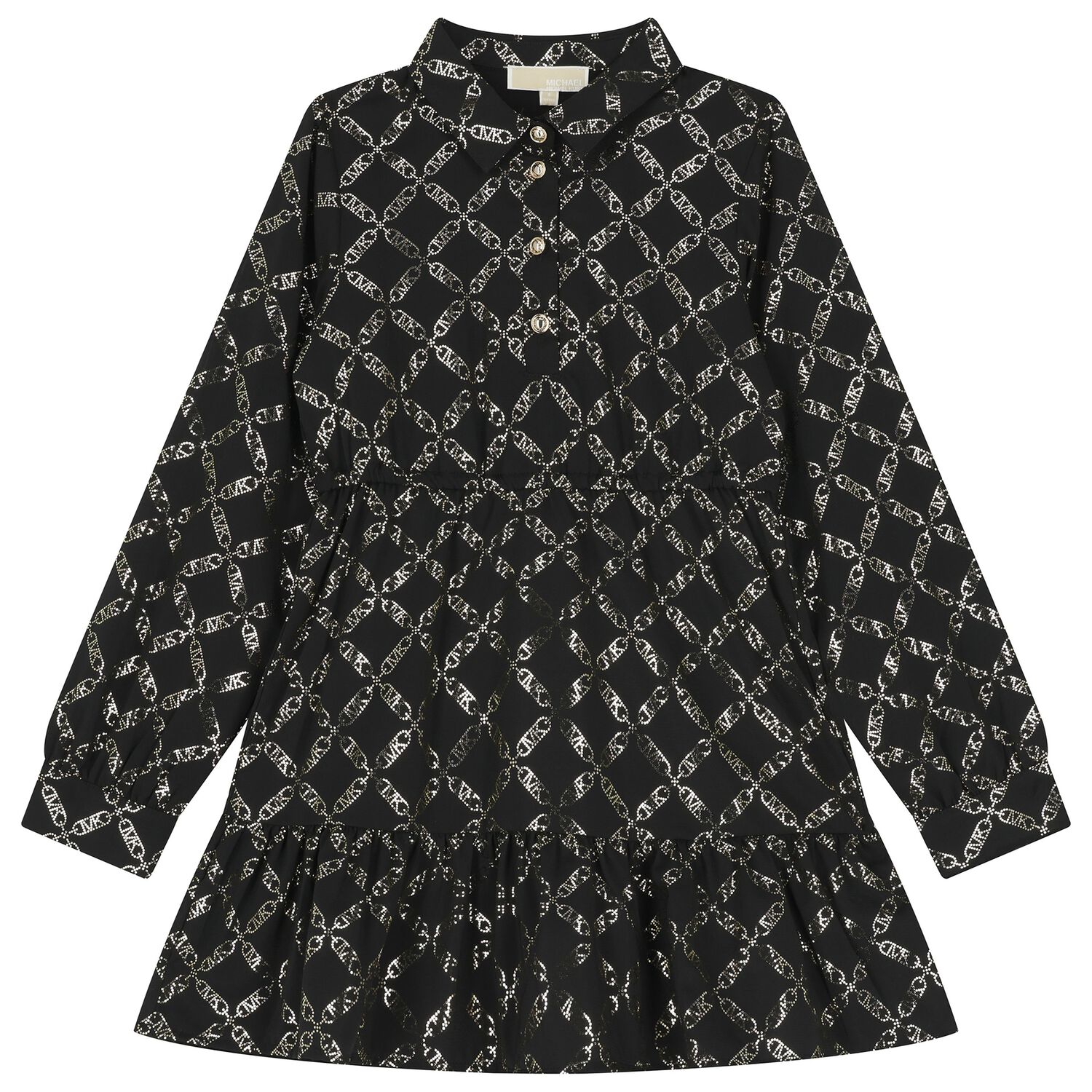 Girls Black Logo Dress, 1, hi-res