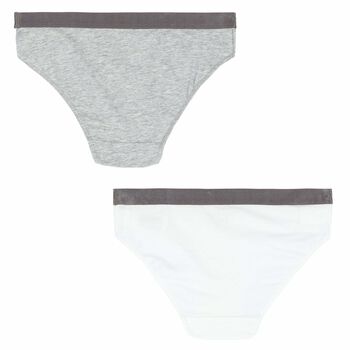 Girls Grey & White Bikini Brief (2 Pack)