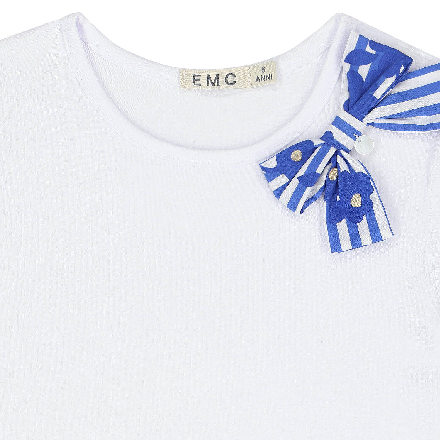 Girls White & Blue Bow Dress, 1, hi-res